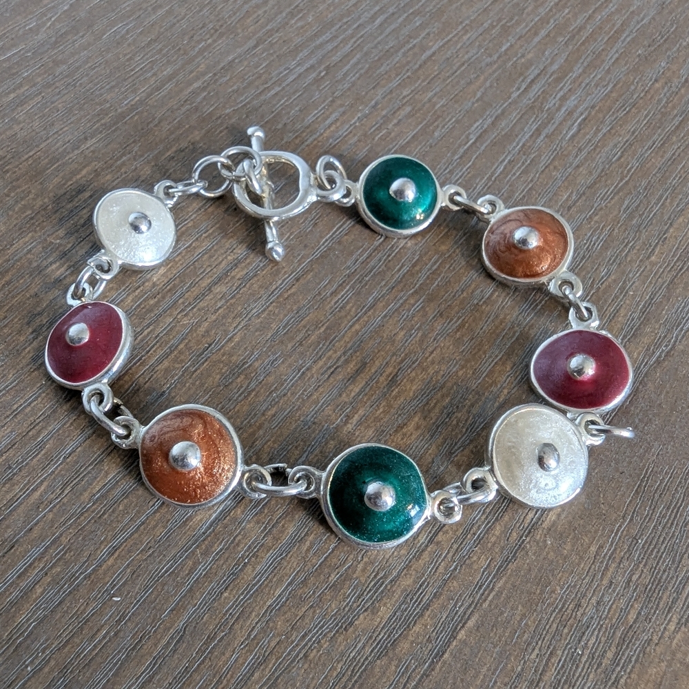 Elegant Multicolor Silver Bracelet